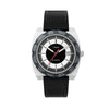 The Timex World Time Reissue TW2V69500 features a black dial with luminous baton indices and a red second hand. A rotating bezel marks Greenwich Mean Time alongside 23 world cities.