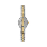 The Timex Cavatina Quartz 19mm Women’s Watch TW2Y90200 has a two-tone stainless steel bracelet with removable links, so the fit can be adjusted in seconds. The silver and gold-tone links echo the case.