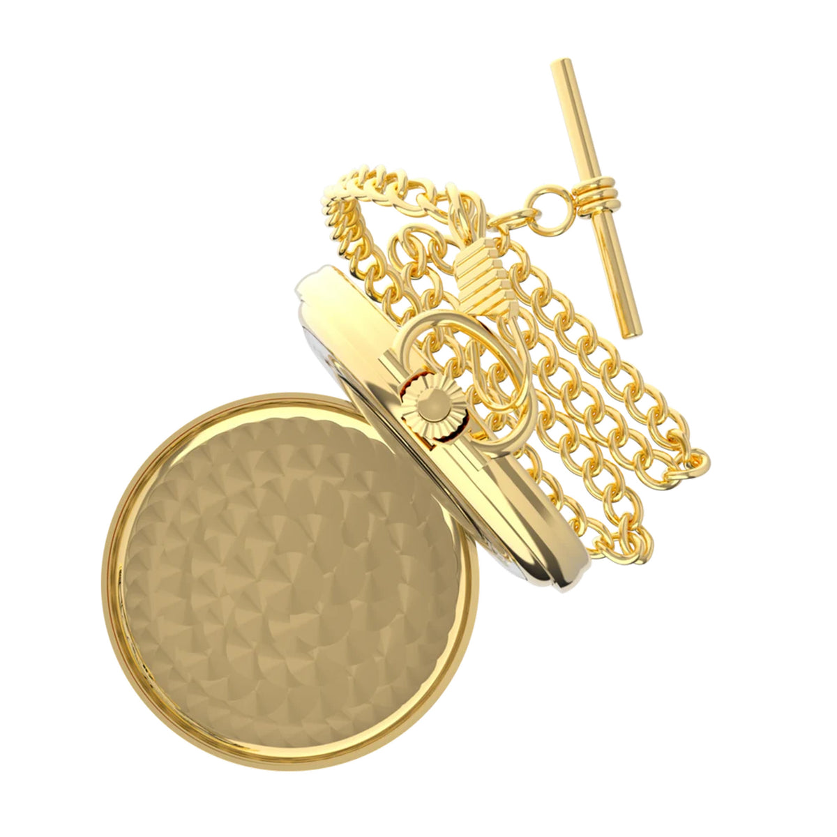 The Timex x Harry Potter Time Turner 48.5mm Pocket Watch TW2Y99600 comes with a single gold-tone Albert chain. The chain lets the watch be carried or worn as a classic pocket watch.