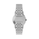 The Timex Marlin Quartz 34mm Watch TW6A04200 features a brushed and polished stainless steel bracelet, secured for a comfortable, adjustable fit.