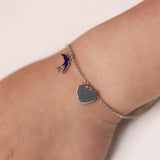 Bluebird of Happiness Children's Heart Bracelet in Sterling Silver Rhodium Plate