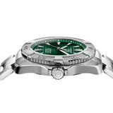 TAG Heuer Aquaracer Professional 200 Solargraph WBP1118.BA0047 steel watch with green dial, rotating bezel, and solar-powered quartz movement.