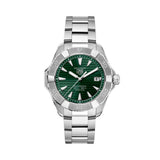 TAG Heuer Aquaracer Professional 200 Solargraph WBP1118.BA0047 steel watch with green dial, rotating bezel, and solar-powered quartz movement.