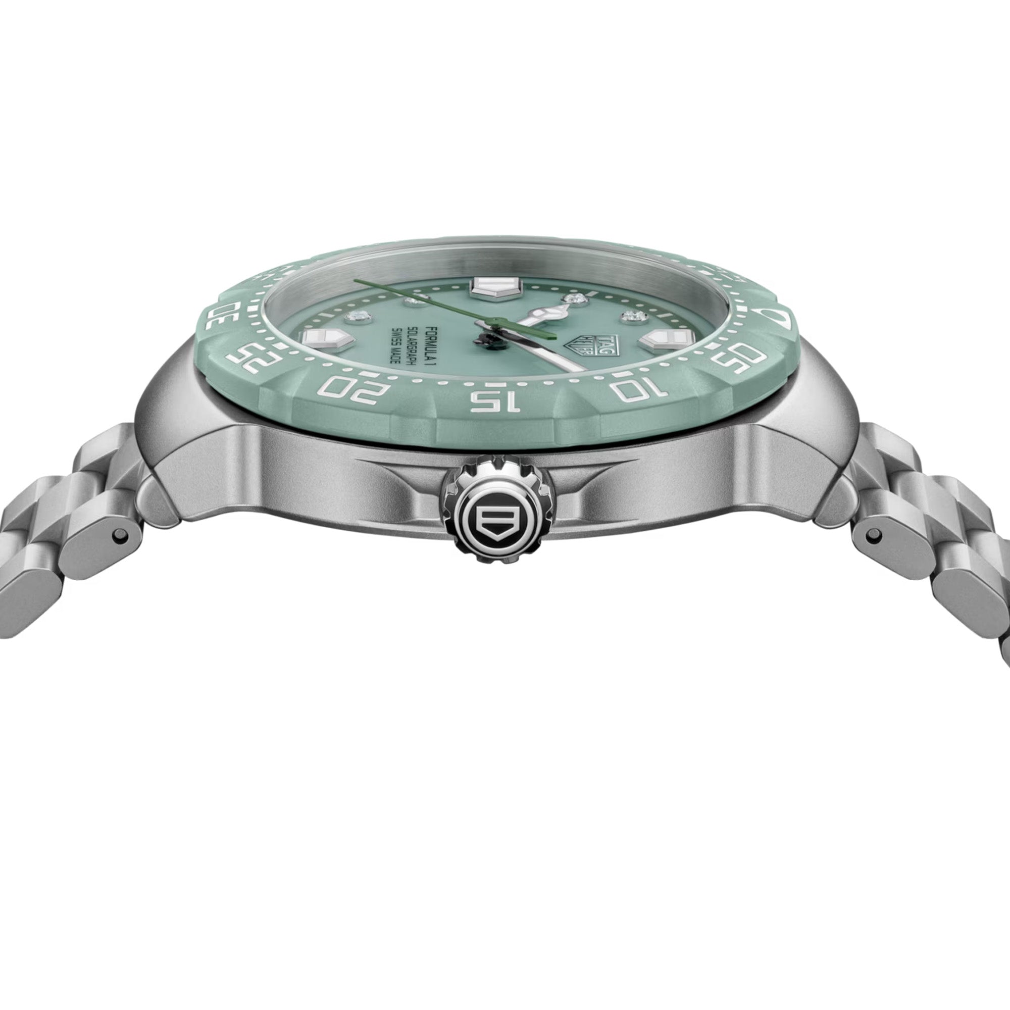 TAG Heuer Formula 1 Solargraph solar-powered green dial watch with shield markers