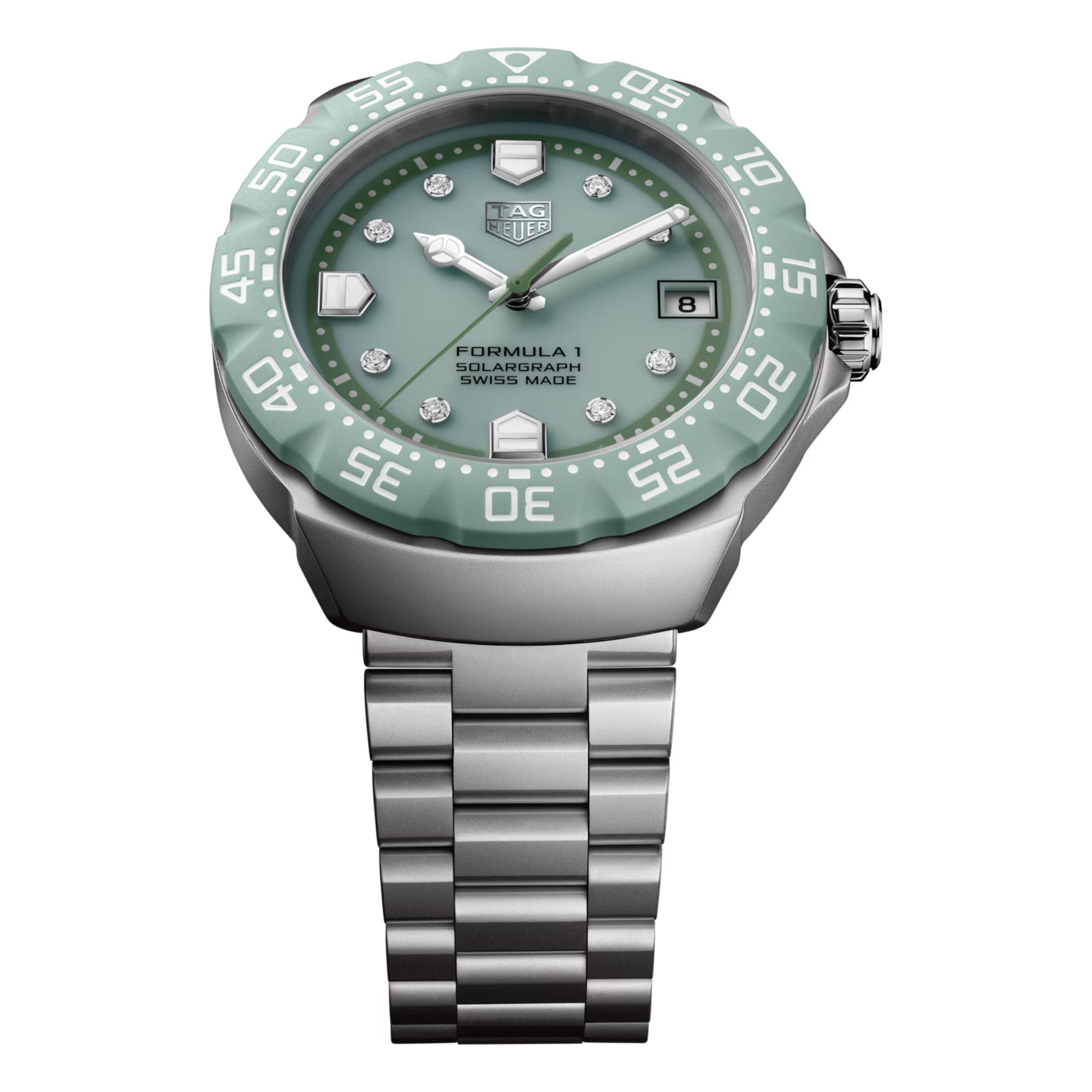 TAG Heuer WBY111B.BA0042 Formula 1 38mm sandblasted steel green diamond watch
