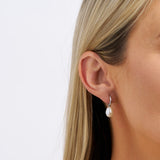 Freshwater Pearl Drop Huggies in Sterling Silver