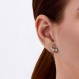Freshwater Pearl and Cubic Zirconia Scattered Earrings in Sterling Silver Rhodium Plate