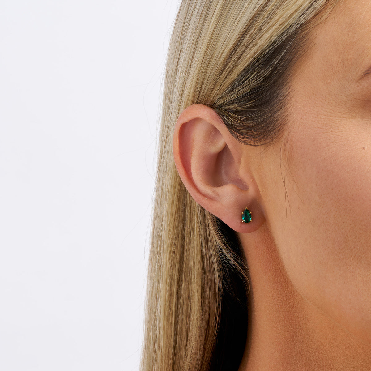 Created Emerald Studs in 9ct Yellow Gold