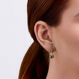 Emerald & Diamond Twist Pear Shape Drop Earrings in 9ct Yellow Gold