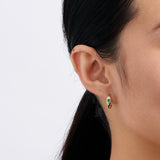 Created Emerald Starburst Huggies in 9ct Yellow Gold