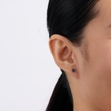 Created Sapphire Round Stud Earrings in 9ct Yellow Gold