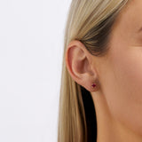Created Ruby Round Stud Earrings in 9ct Yellow Gold