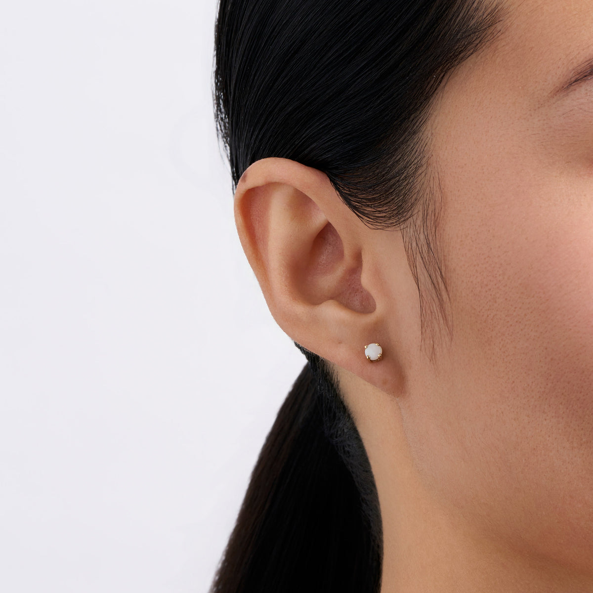 Opal Round Stud Earrings in 9ct Yellow Gold