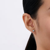 Blue Topaz Round Stud Earrings in 9ct Yellow Gold