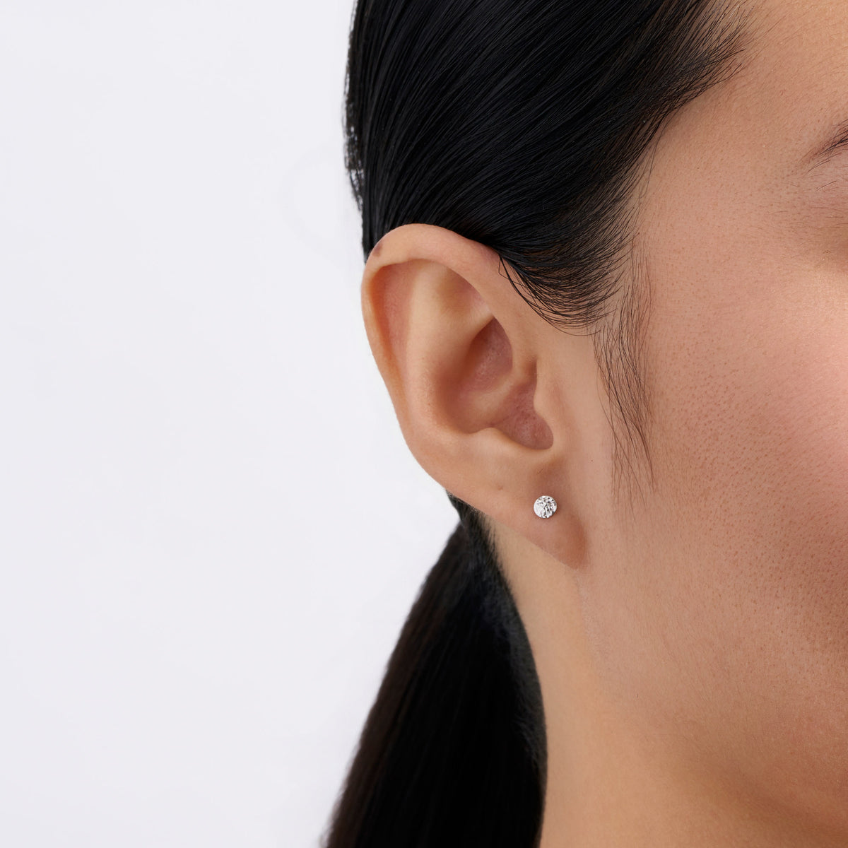 Petite 3mm Diamond Cut Studs in 9ct White Gold