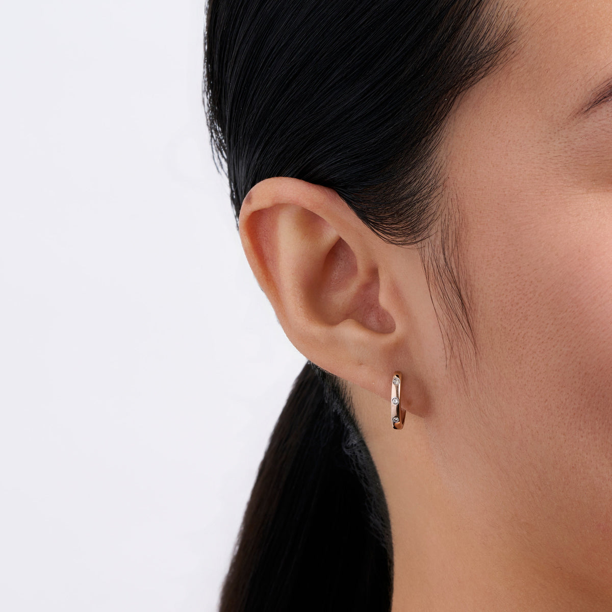 Diamond Huggie Earrings in 9ct Rose Gold