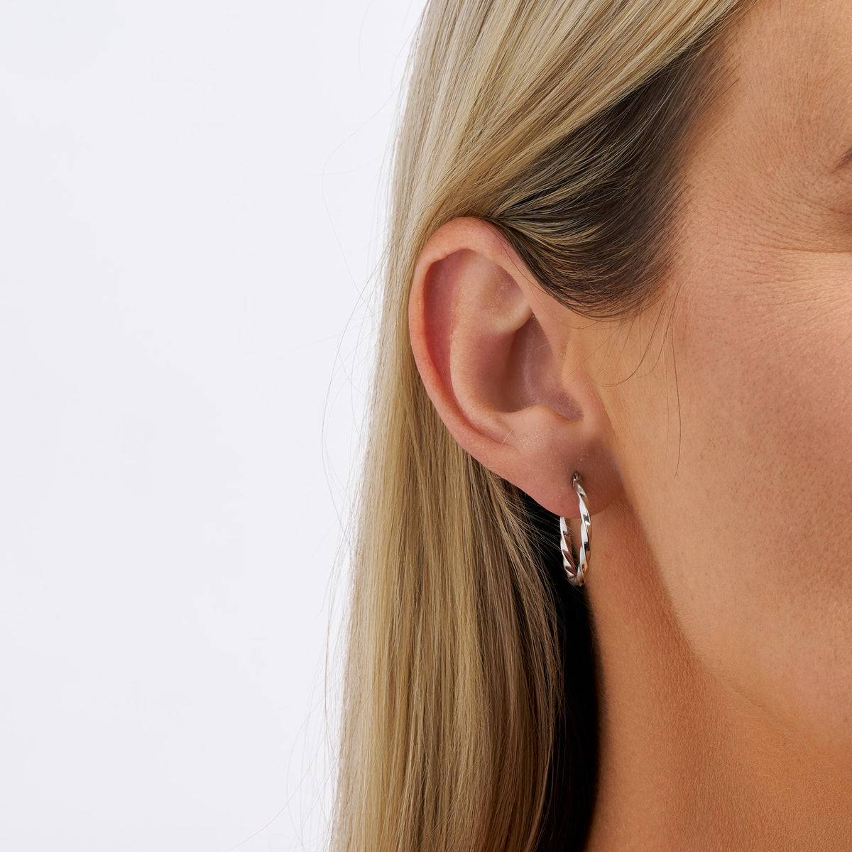 Twisted Hoop Earrings in Sterling Silver