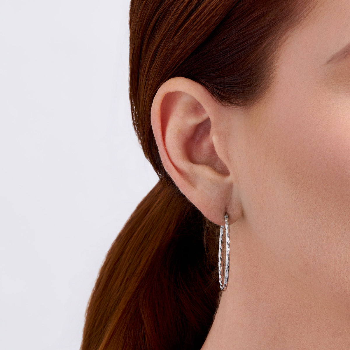 Medium Twist Hoops in Sterling Silver
