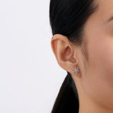 Diamond Cut Snowflake Earrings in Sterling Silver
