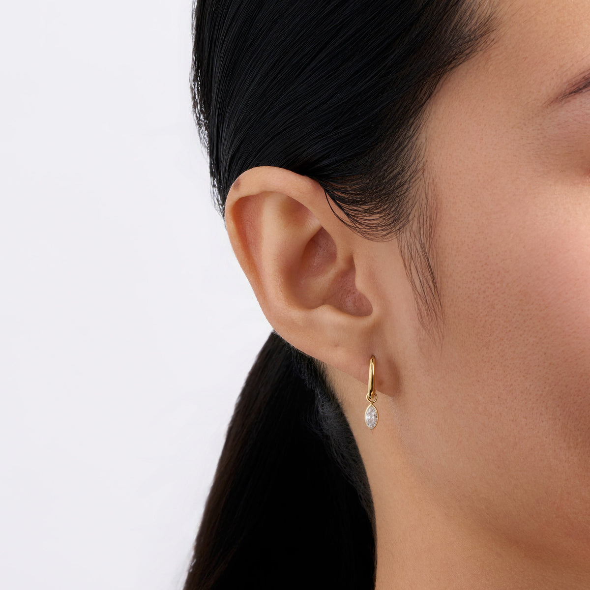 Marquise Cubic Zirconia Bezel Drop Earrings in 9ct Yellow Gold