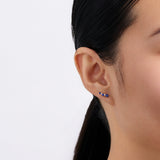 0.04TDW Created Sapphire & Lab-Grown-Diamond Chevron Climber Earrings in Sterling Silver