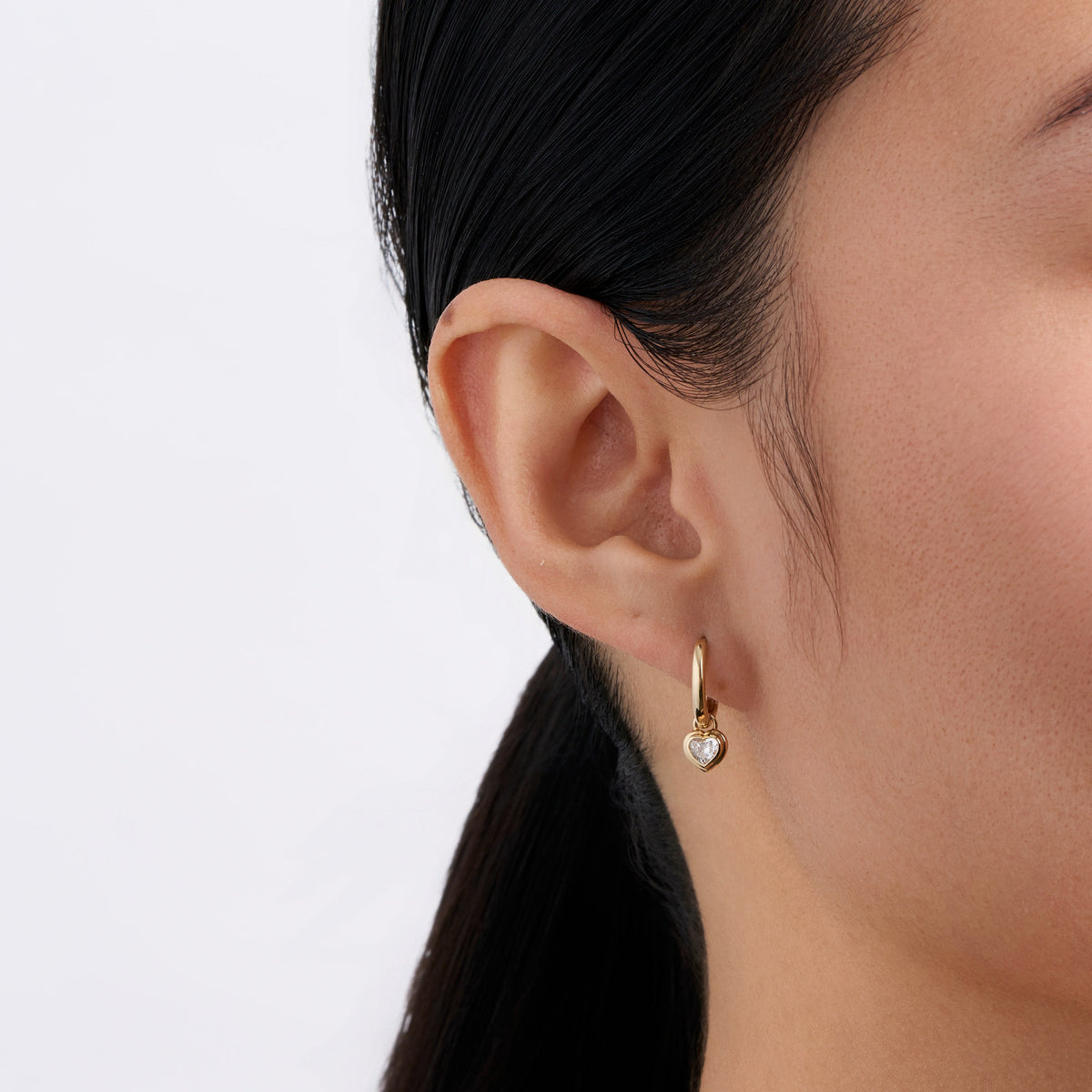 0.30TDW Heart Lab-Grown-Diamond Double Bezel Drop Earrings in 9ct Yellow Gold