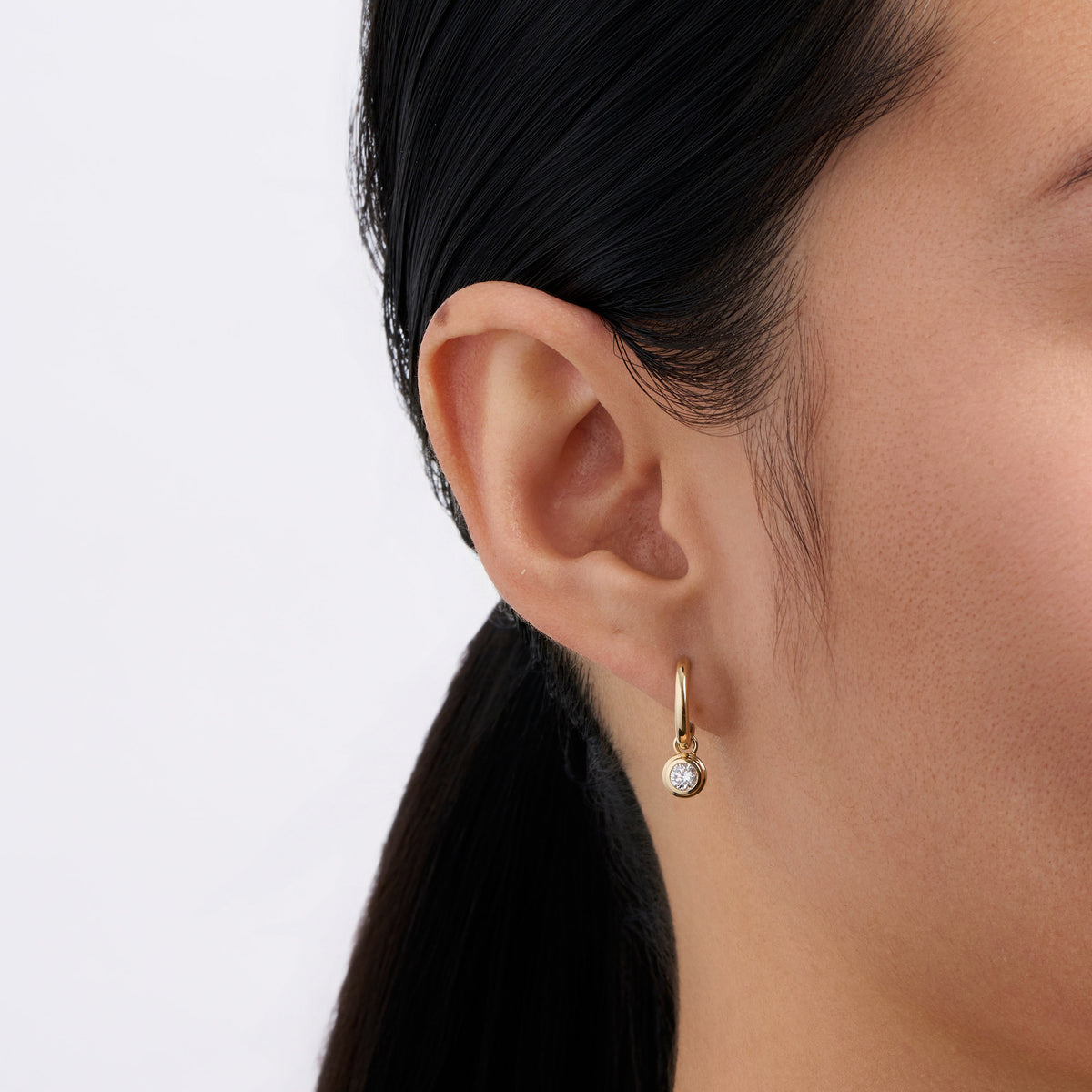 0.30TDW Round Lab-Grown-Diamond Double Bezel Drop Earrings in 9ct Yellow Gold