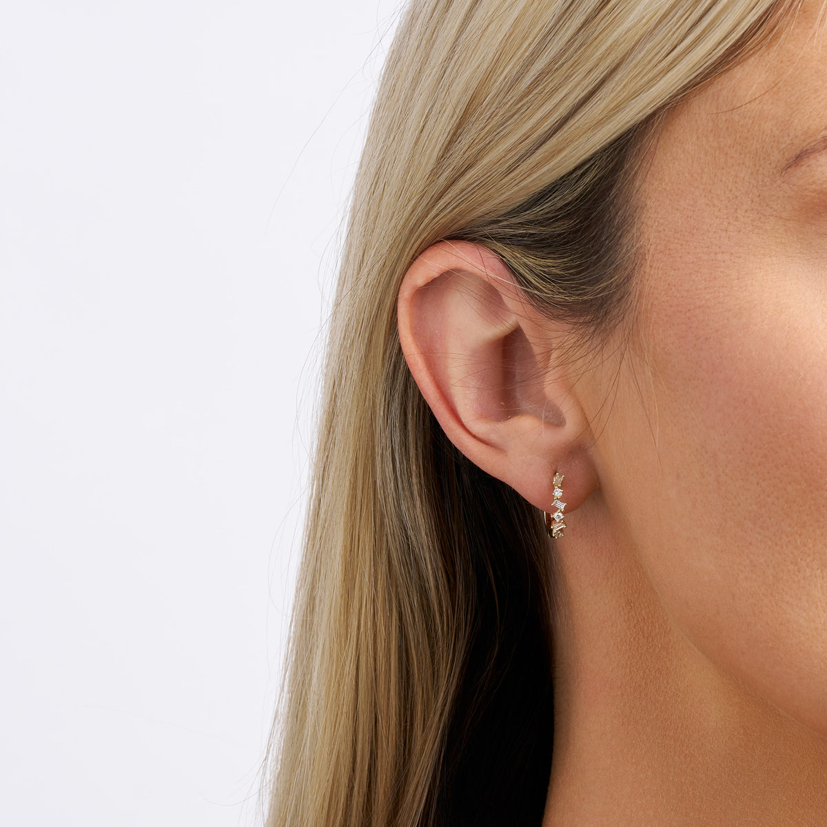 0.20ct TW Lab-Grown Diamond Scatter Huggie Earrings in 9ct Yellow Gold