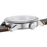Three-quarter angle view of the Luminox Air Pilot P-38 Lightning Men's 42mm Quartz GMT Watch XA.9521 showing the case profile and crown. This P-38 Lightning pilot's watch pairs a 316L stainless steel case with a black dial under sapphire crystal.