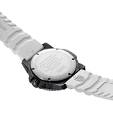 Back view of the Luminox MIL-SPEC Men's 46mm Quartz Watch XL.3359.SET showing the case back. This MIL-SPEC 3350 Series military watch is water resistant to 300m and is built to U.S. Department of Defense standard MIL-PRF-46374G.