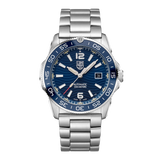 A Luminox Pacific Diver Ripple watch with a stainless steel band and case, featuring a Dark Blue Dial