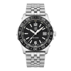A Luminox Pacific Diver Ripple 39mm watch with a stainless steel band and case, featuring a black dial