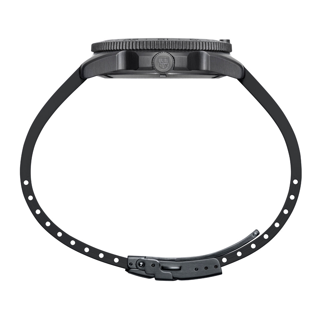 Side Profile of a Luminox Watch with a Black Strap