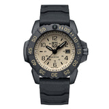 A Luminox Navy SEAL FoundationWatch with a black band and case, featuring a Tan face.