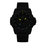 Black Luminox Watch with Blue and Yellow Lume