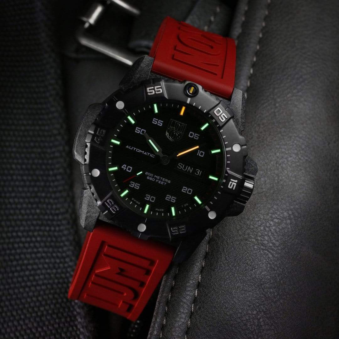 Luminox Watch with Red Rubber Band and Black Dial