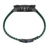 Side profile of a Luminox Watch with a green band