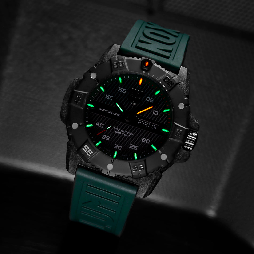 Luminox watch with Green rubber band and green lume