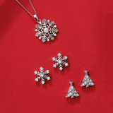 Cubic Zirconia Snowflake Stud Earrings in Sterling Silver