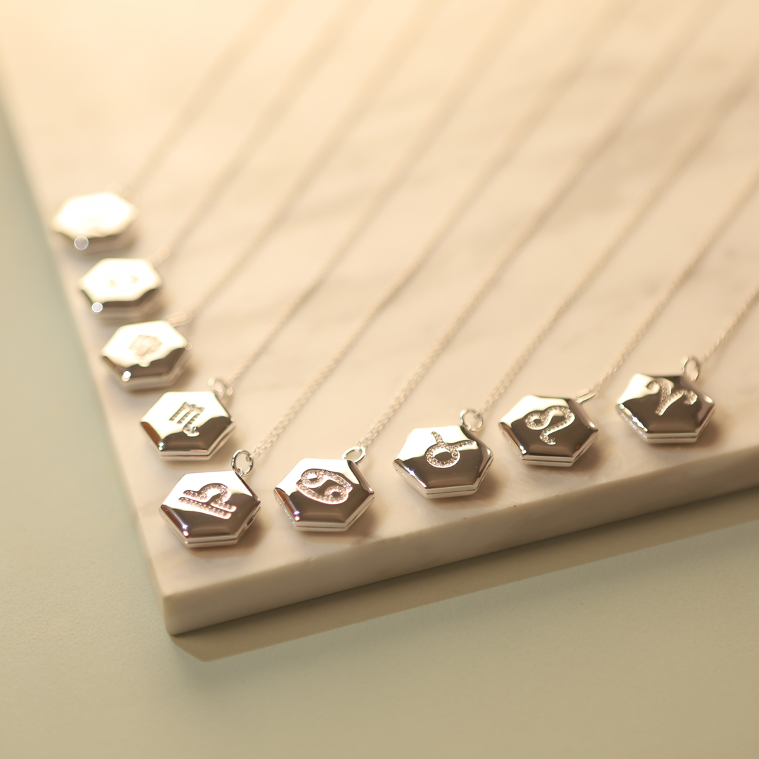 Aries Cubic Zirconia Zodiac Pendant in Sterling Silver