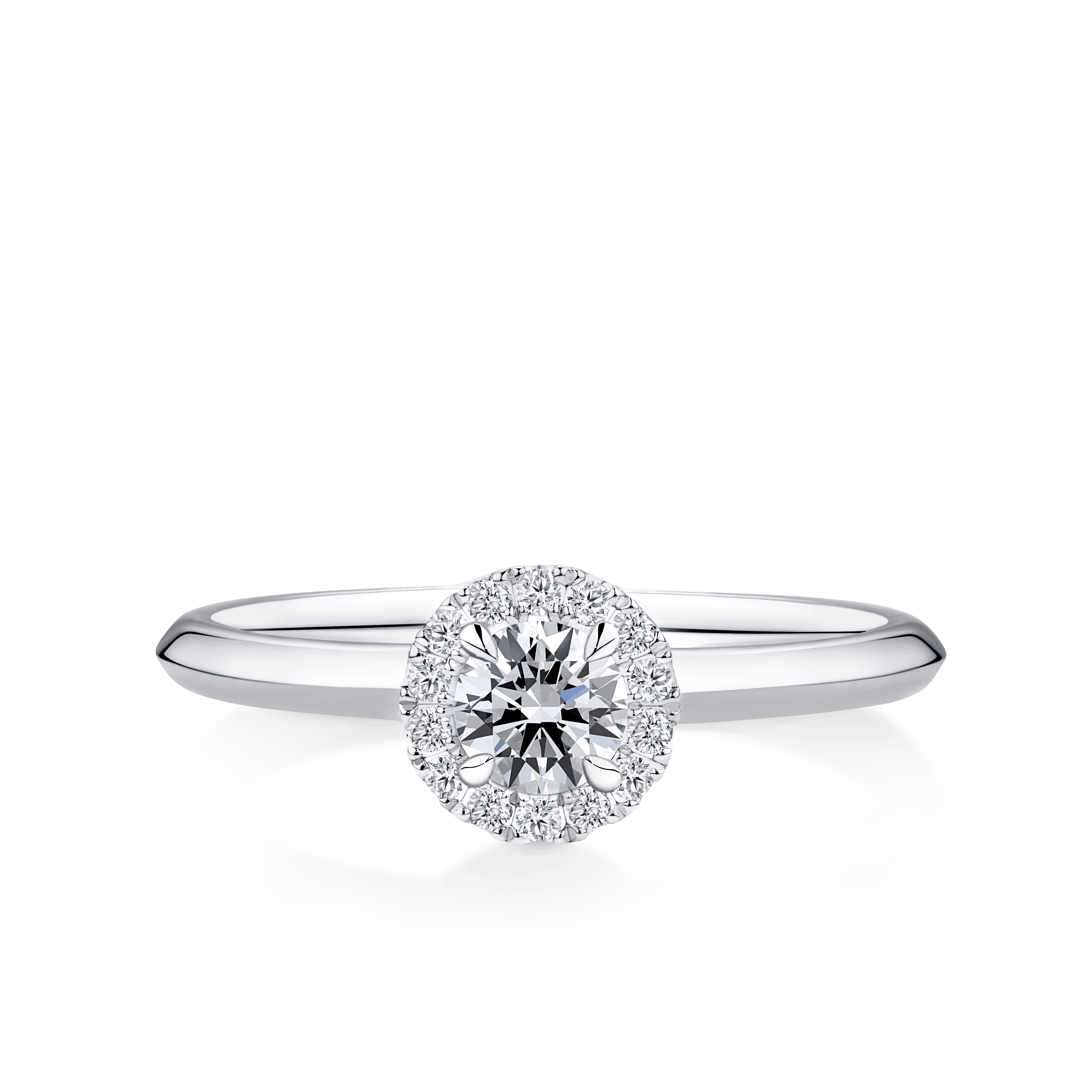Amāre® 0.37ct TW Certified Round Brilliant Cut Centre Diamond Halo Engagement Ring in Platinum