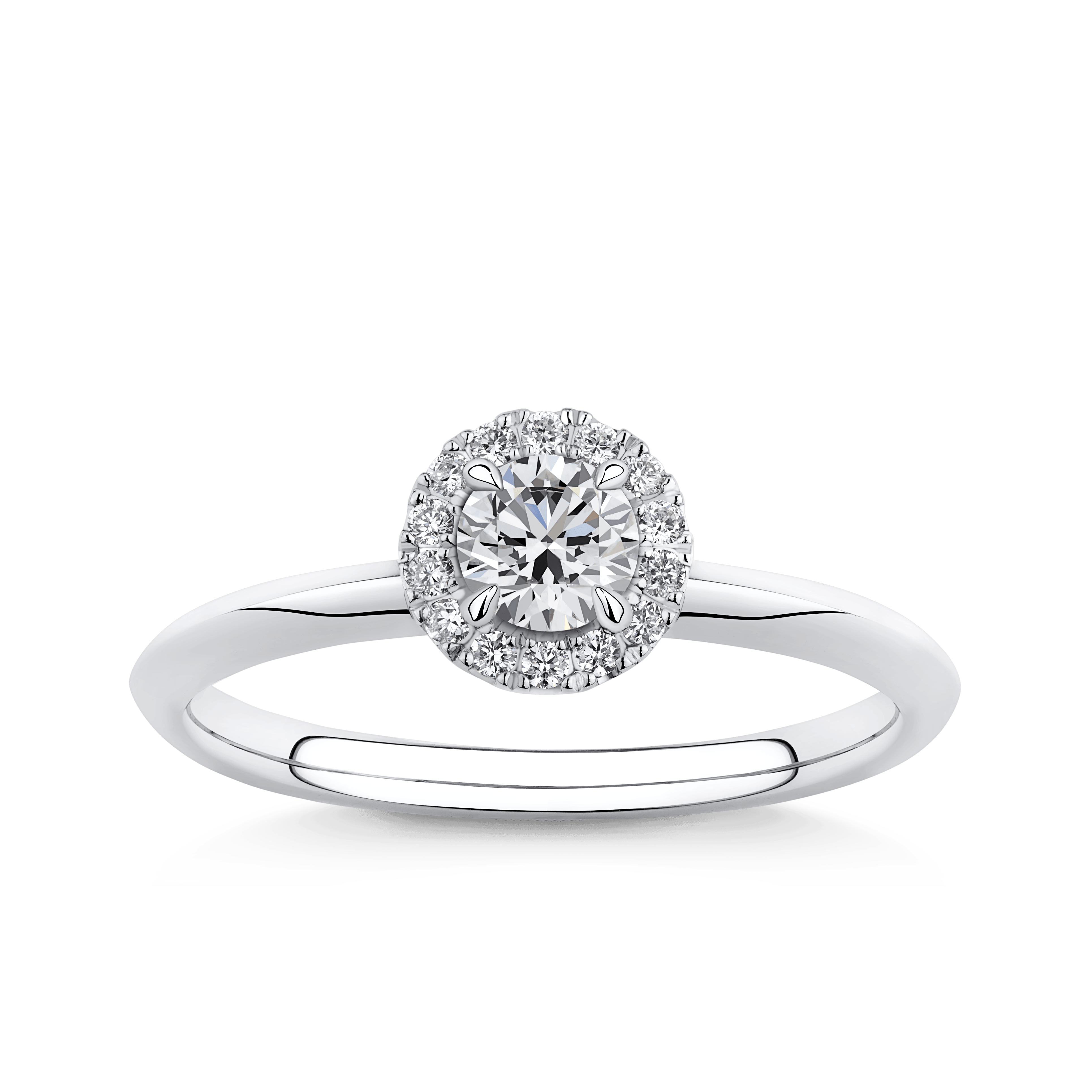 Amāre® 0.37ct TW Certified Round Brilliant Cut Centre Diamond Halo Engagement Ring in Platinum