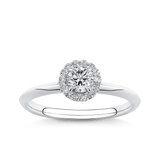 Amāre® 0.37ct TW Certified Round Brilliant Cut Centre Diamond Halo Engagement Ring in Platinum