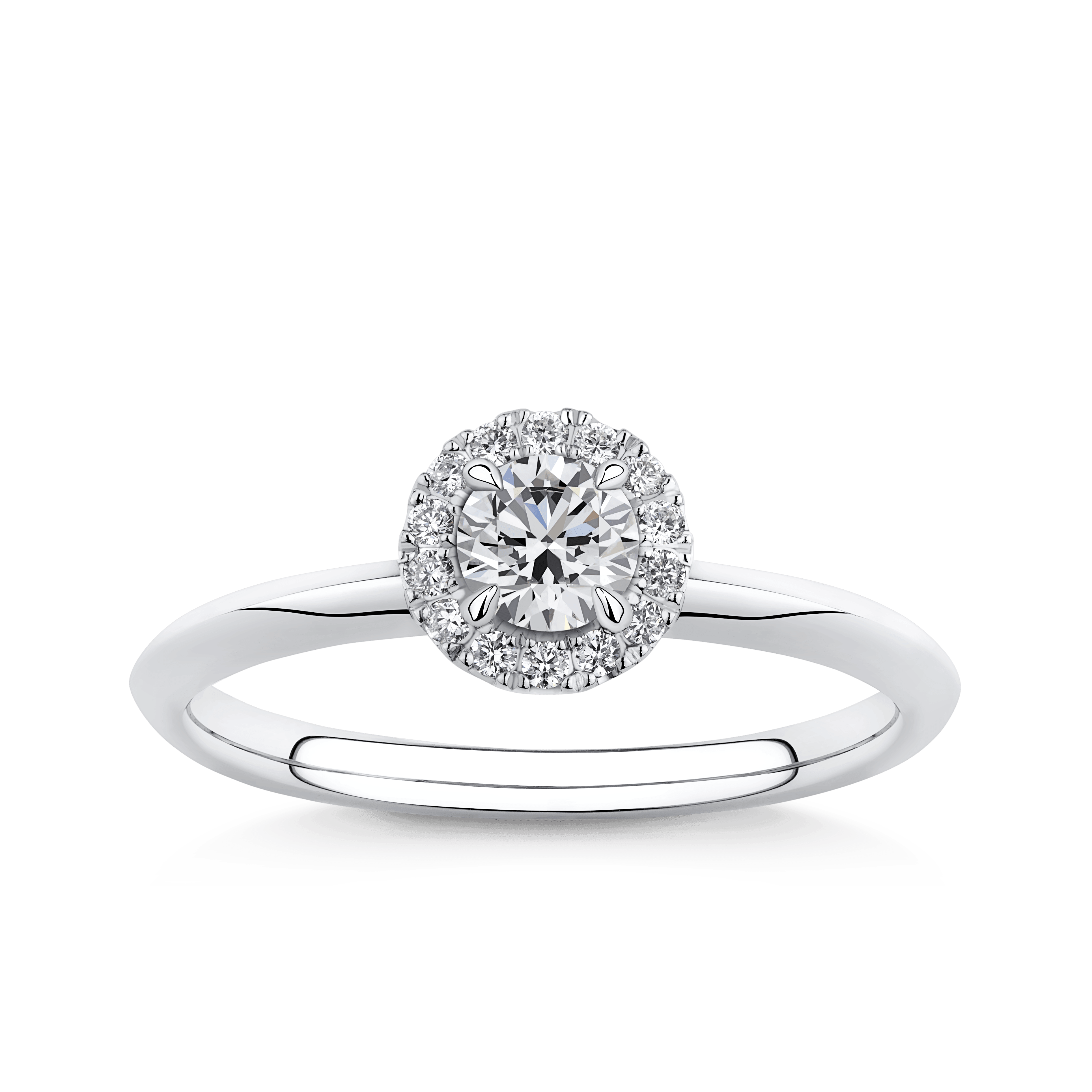 Amāre® 0.37ct TW Certified Round Brilliant Cut Centre Diamond Halo Engagement Ring in Platinum