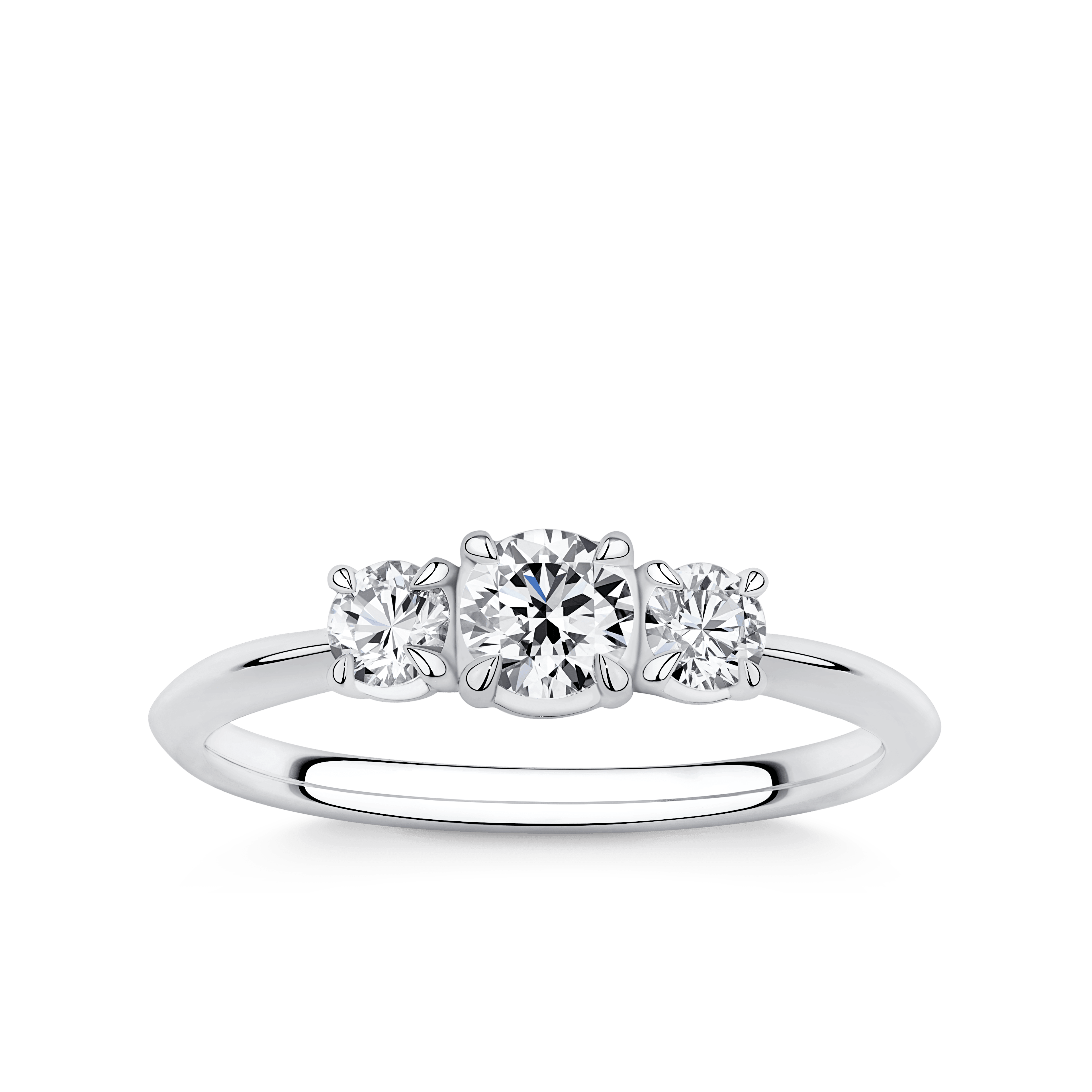 Amāre® 0.50 Carat TW Diamond Three Stone Engagement Ring set in Platinum
