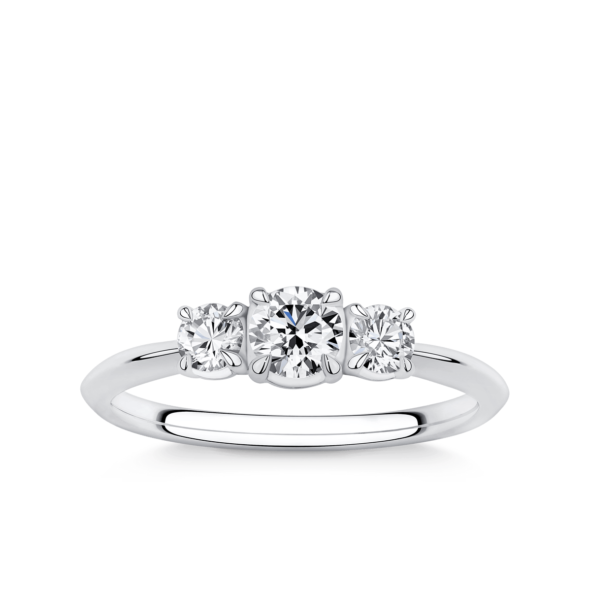 Amāre 0.50 Carat TW Diamond Three Stone Engagement Ring set in Platinum - Wallace Bishop
