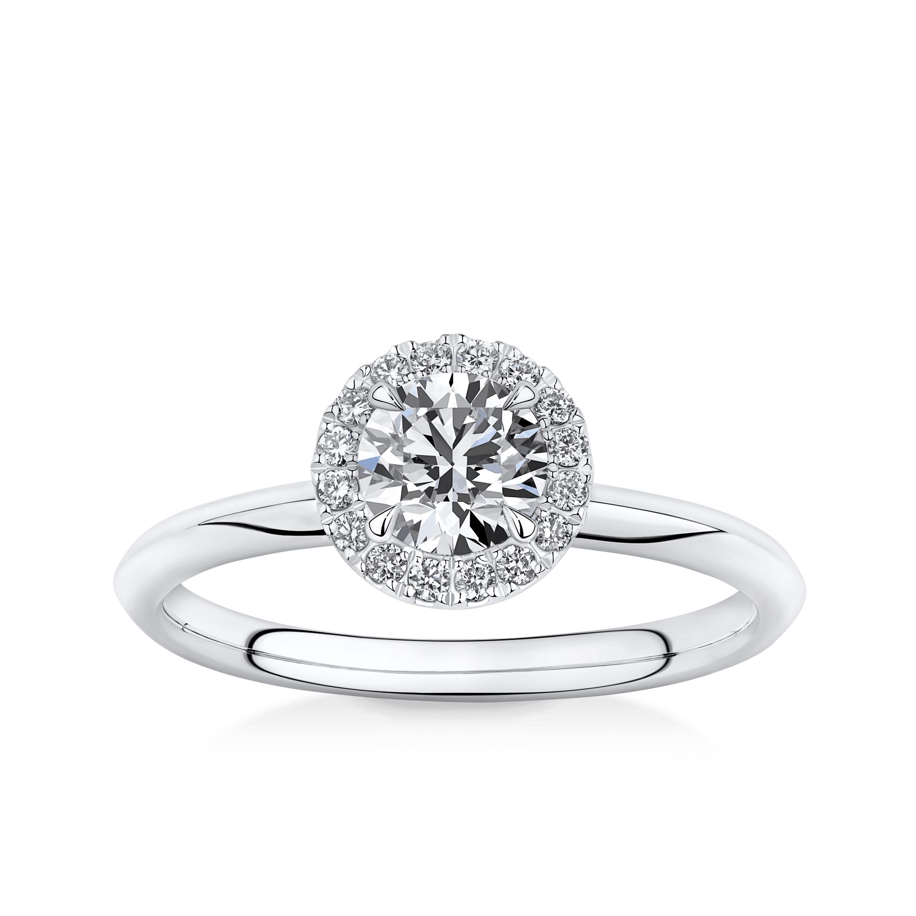 Amāre 0.70 Carat TW Diamond Halo Engagement Ring set in Platinum - Wallace Bishop