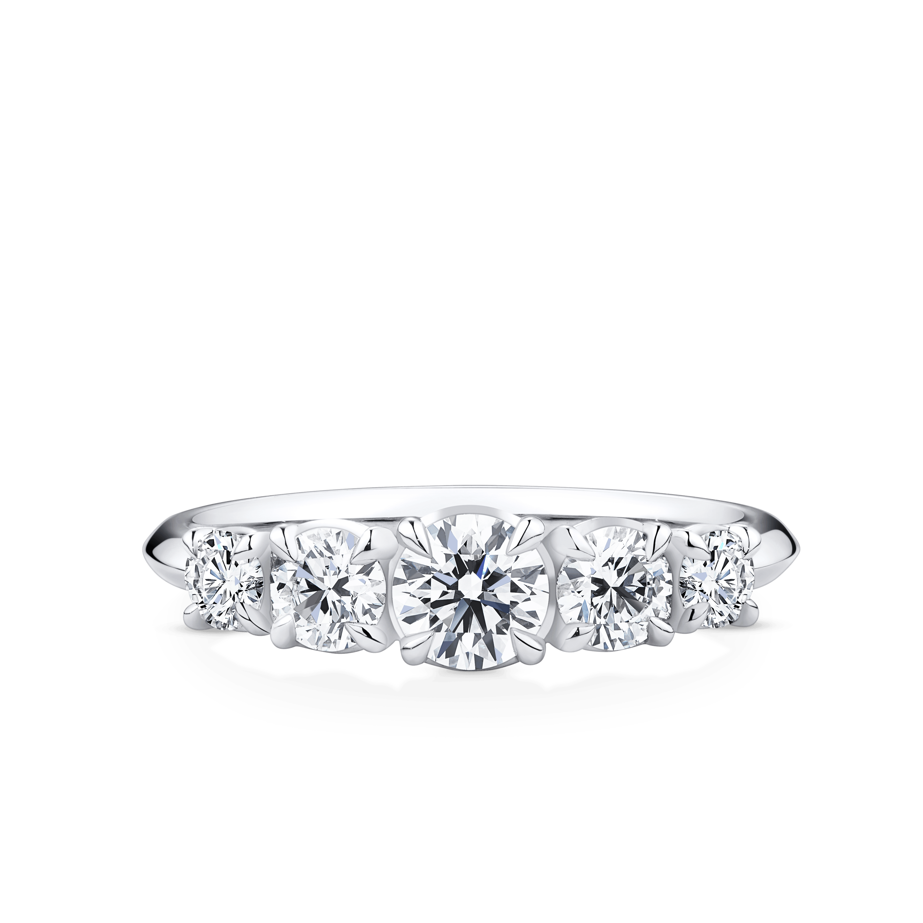 Amāre® 1.00ct TW Round Brilliant Cut Diamond Five Stone Ring in Platinum