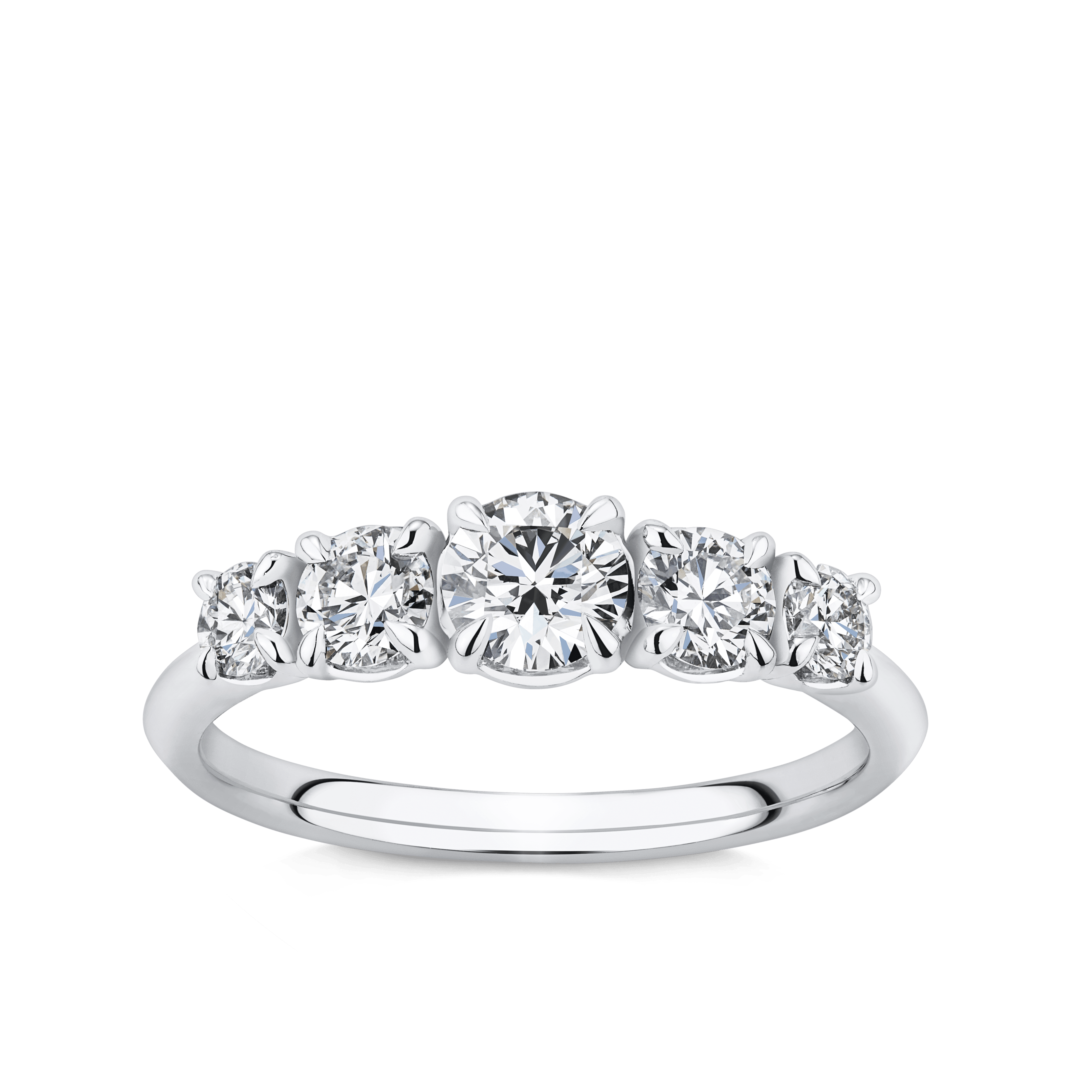 Amāre® 1.00ct TW Round Brilliant Cut Diamond Five Stone Ring in Platinum
