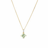Green Amethyst & 0.02ct TDW Diamond Drop Pendant in 9ct Yellow Gold